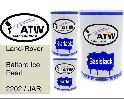 Land-Rover, Baltoro Ice Pearl, 2202 / JAR: 500ml Lackdose + 500ml Klarlack + 250ml Härter - Set, von ATW Autoteile West.